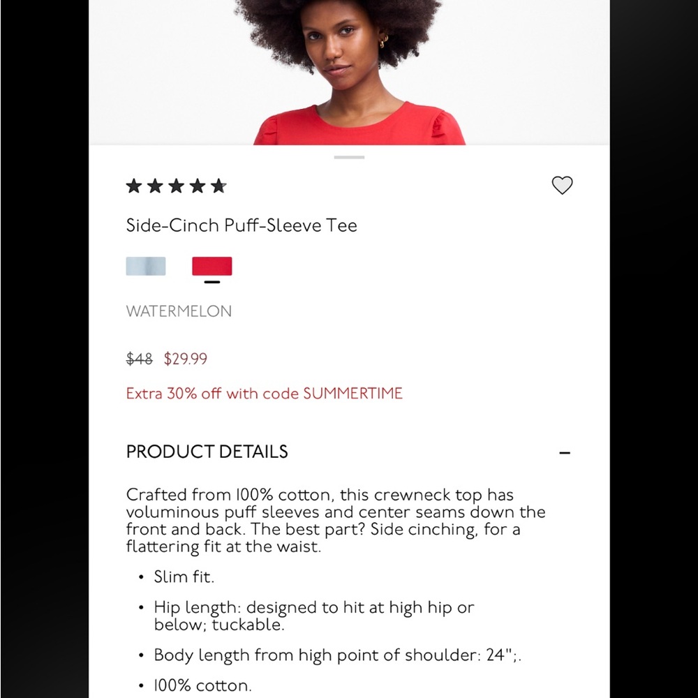 Madewell Red Short Sleeve Crewneck Tee - Picture 3 of 3
